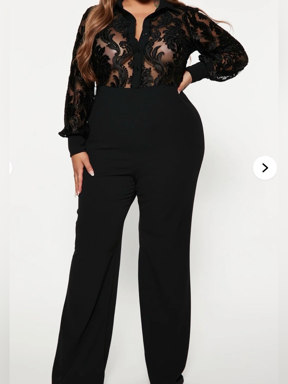 Fashion Nova Black High-Waist Wide-Leg Pantsuit